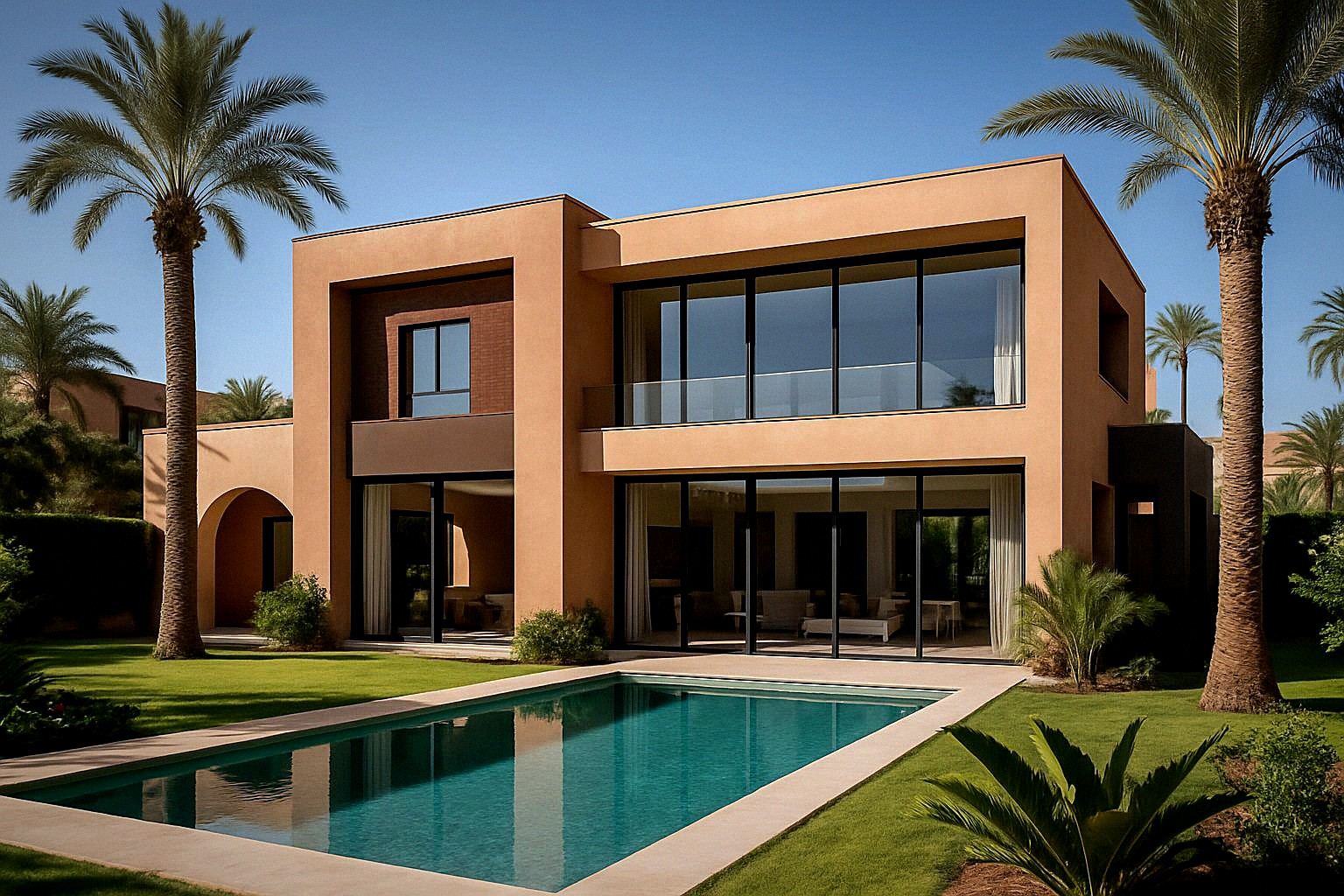 Moderne Luxusvilla mit Garten und Pool in Marrakesch